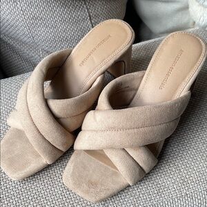 Tan Square Toe Mules